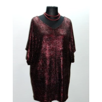 Wieczorowa tunika Oversize z bordowo/różowym błyskiem